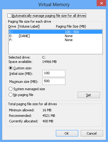 optymalne ustawienia pliku wymiany