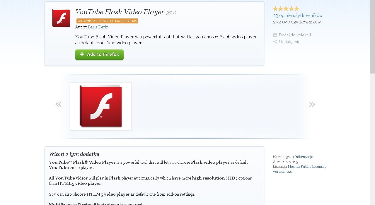 Przeglądarka firefox pusty filmik Youtube